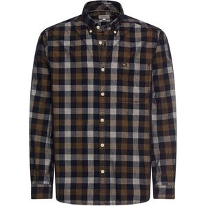 camel active - Geruit Overhemd - Donkerbruin - Lange Mouwen - Borstzak