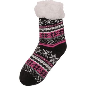 Fluffy - Huissokken - Zwart - Antislip - Warme Slofsokken