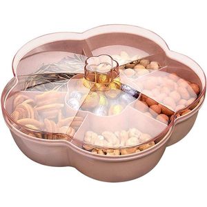 Snack Serveerdienblad in Bloemenvorm met Deksel voor Noten, Bonbons, Gedroogd Fruit - Opbergdoos voor Voedsel Opbergdoos Fruit Box - Droog Fruit Containers voor Thuisgebruik