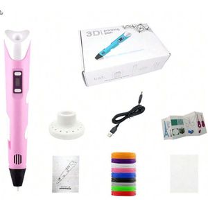 S&E 3D Pen Set – Inclusief 9 Kleuren PLA Filament, Penhouder & Tekensjablonen - Roze