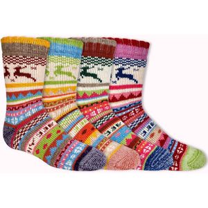 Thermo kindersokken | Hygge stijl | kleurrijke scandinavische printjes | verschillende kleuren | per 4 paar