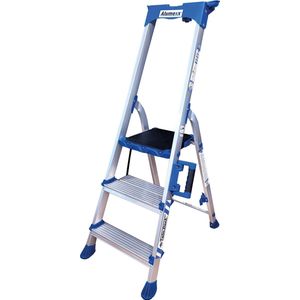 Alumexx Twin-Deck 3.0 - Huishoudtrap 3 treden - Keukentrap - Inklapbaar - 2.60m werkhoogte