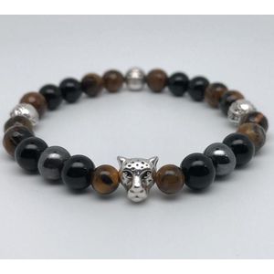 L-onca - Armband - Kralen armband - Edelsteen / gemstones Tiger eye, black onyx - natuursteen - Cadeau voor hem/haar