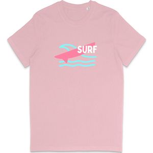 T Shirt Heren Dames - Surf - Grafische Print - Roze- M