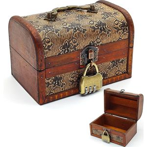 Praktische houten kist: kan gebruikt worden als opbergdoos of juwelendoos om kleine voorwerpen op te bergen die nodig zijn voor dagelijks gebruik