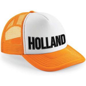 Oranje/ wit Holland zwarte letters snapback cap/ truckers pet dames en heren - Koningsdag/ EK/ WK pe