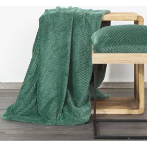 Oneiro’s Luxe Plaid CINDY Type 3 groen - 70 x 150 cm - wonen - interieur - slaapkamer - deken – cosy – fleece - sprei