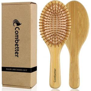 Bamboe Paddle Haarborstel - Natuurlijk en Milieuvriendelijk - Massage Hoofdhuid - Voor Alle Haartypes