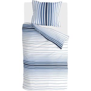 Byrklund Dekbedovertrek Beach Feel with Stripes - 155x220 - 100% Katoen - Blauw / Wit