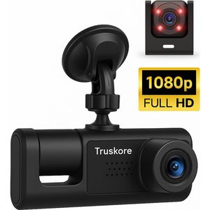 Truskore Dashcam Voor Auto Max 2025 - Voor en Achter - FULL HD Beeld en Nachtvisie - Incl. App