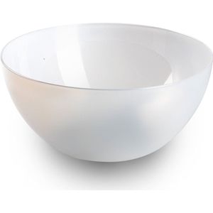 Plasticforte Salade/sla serveerschaal - transparant - kunststof - D28 cm - met sla bestek - grijs - 29 cm
