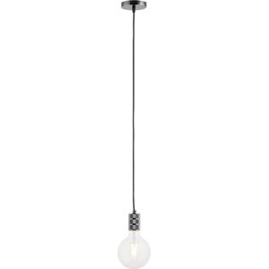 Pendel Zwart Titanium - Inclusief Lichtbron Helder - Retro - 1.5m Snoer - Met Plafondkap