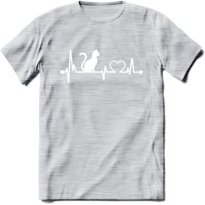 Cat Beat - Katten T-Shirt Kleding Cadeau | Dames - Heren - Unisex | Kat / Dieren shirt | Grappig Verjaardag kado | Tshirt Met Print | - Licht Grijs - Gemaleerd - 3XL
