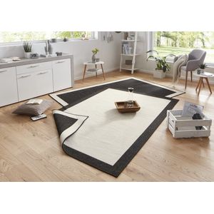 Flycarpets Omkeerbaar Vloerkleed - Binnen & Buitenkleed Panama- Zwart / Creme - 160x230 cm