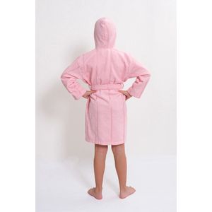 Kinderbadjas met capuchon 5-6 jaar 100% Katoen ( 104-110) POEDER ROZE