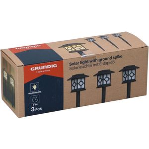Grundig Solar Tuinlampen Set 3 Stuks - Tuinverlichting op Zonne-energie - IP44