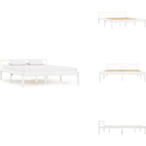 vidaXL Bedframe - Bedframes - Bed Frame - Bed Frames - Bedframe massief grenenhout wit 120x200 cm