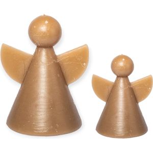 Home Society - Set/2 - Engelkaarsjes - Maat L&S - Taupe - 11,5 en 8 cm hoog - Kerst