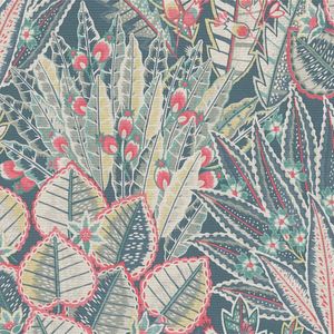 Bloemen behang Profhome 396532-GU vliesbehang hardvinyl warmdruk in reliëf licht gestructureerd met bloemmotief mat blauw groen rood 5,33 m2