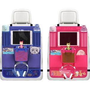 Autoorganizer voor Toniebox voor kinderen, rugleuningbescherming, auto voor tijgerbox, auto, stoelbescherming, achterkant voor 10,5 inch tablet, 2 stuks, roze en blauw