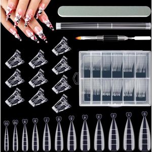 Dubbele nagelvormset met dual-end polygel nagelborstel en nagelclips - 132 stuks