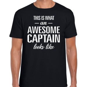Awesome Captain / geweldige kapitein cadeau t-shirt zwart - heren -  kado / verjaardag / beroep cadeau shirt S