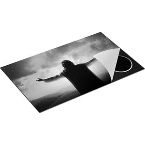 Chefcare Inductie Beschermer Jezus Christus aan het Bidden bij Zonsopgang - Zwart Wit - 85x52 cm - Afdekplaat Inductie - Kookplaat Beschermer - Inductie Mat