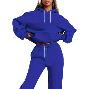 Nivard Joggingpak Dames - Huispak - Trainingspak - Volwassenen - Capuchon - Jogging Pak - Joggingbroeken - Broek - Hoodie - Blauw - Maat XS