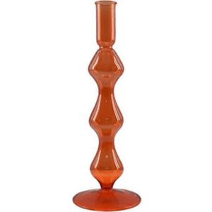 Kandelaars en kaarsenhouders - glazen kandelaar - kleurrijke kandelaar - oranje - by Mooss - Hoog 27cm