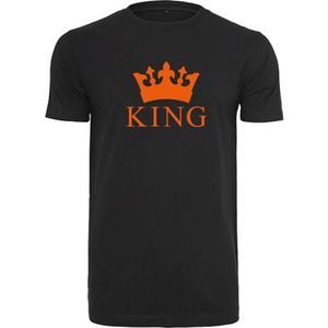 T-shirt Heren King - Maat L - Zwart - Oranje - Heren shirt korte mouw met tekst