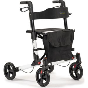 MultiMotion - Double - Lichtgewicht Rollator - Wit - Dubbel Opvouwbaar - PU Banden