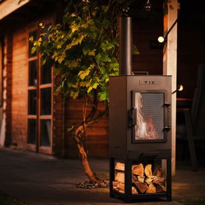 VIK Hera Pizzaoven Tuinhaard Zwart Stoken & Koken Terrashaard Buitenhaard met schoorsteen Tuinkachel voor buiten