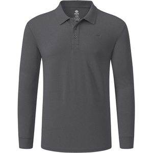 Lange Mouwen Poloshirt voor Heren van Katoen - Donkergrijs - Ideaal voor Vrijetijd en Sport