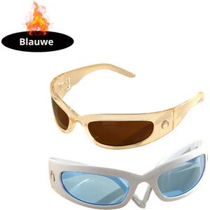Livano - Festival Bril - Rave - Space - Techno - Freaky Glasses - Heren - Dames - Zonnebril - Transparant + Wit