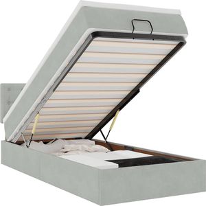 vidaXL - Ottoman - bed - met - matras - 90x200cm - fluweel - lichtgrijs