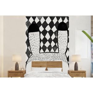 Konijn - Kind - Zwart - Wit - Behangpapier