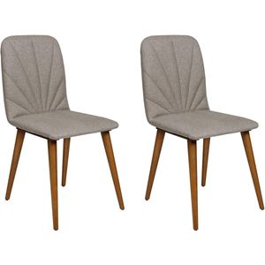 Furni24 Set van 2 eetkamerstoelen, design stoel, stoffen bekleding, taupe
