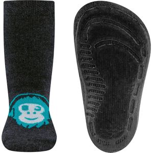 Ewers Antislipsok - Coole Beat Chimpansee met Koptelefoon - Donkergrijs/Blauw/Wit - Siliconenzool-19/20