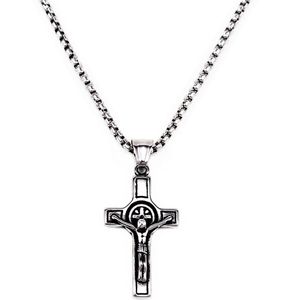 70cm x 3mm Ketting Heren + Kruis van Sint-Benedictus - Roestvrij Staal - Kruishanger