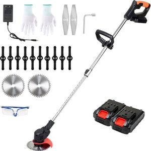 Bosmaaier Grastrimmer - met 2 Accu Grasmaaier - Draagbare Elektrisch Grasmaaiers - - Zwart, voor Tuin