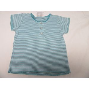 petit bateau , meisje , t-shirt korte mouw streepje wit / turquoise , 6 maand 67