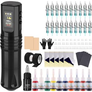 DailySupplies® Tattoo Machine met Accessoires - Tattoo kit Draadloos - Complete Set - Zwart