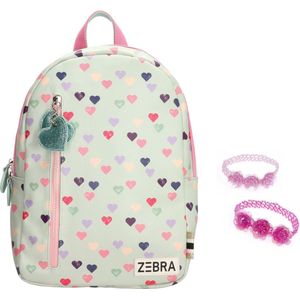 Zebra Rugzak Hearts Mint - schooltas - Rugtas (m) + armbandje