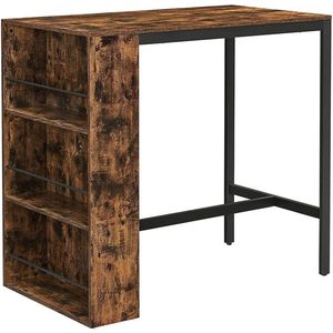 Bartafel - Industrieel Design Bartafel - Bartafel Met Plank - Pubtafel - Indoor Bartafel - Houten Bartafel - Vintage Bruin/Zwart - 110 x 60 x 100 cm