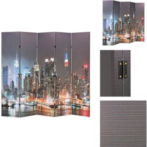 vidaXL Kamerverdeler - Kamerverdelers - Paravent - Paravents - Kamerscherm inklapbaar New York bij nacht 200x170 cm