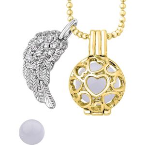 Quiges Engelenroeper 12mm Bolhouder met Ketting 70cm en Bolletje - Dames - Goudkleurig Hartjes - EBS12247
