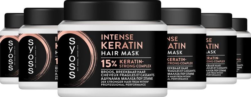 Syoss Keratin - Mask - Haarverzorging - Blauwe Lotus - Intensief en Direct Resultaat - Breekbaar Haar - Voordeelverpakking - 6x400 ml