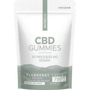 Nature Cure Blueberry CBD Gummies (Vegan) -25 mg- 30 stuks 100 gr