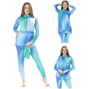 Burkini, Boerkini, Islamitische badpak blauw-groen maat M