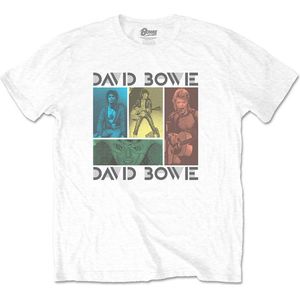 David Bowie - Mick Rock Photo Collage Heren T-shirt - 2XL - Wit